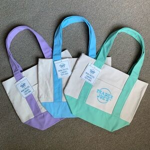 NWT Trader Joe’s Mini Pastel Totes, Canvas, 3 Colors: Green, Blue, Purple